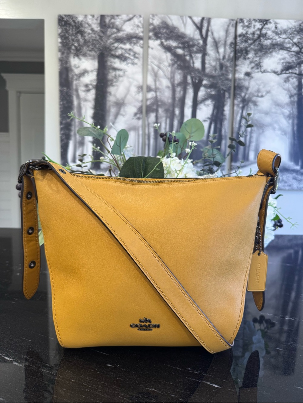 💛Coach Legacy Leather Duffle Shoulder Bag Mustard Yellow